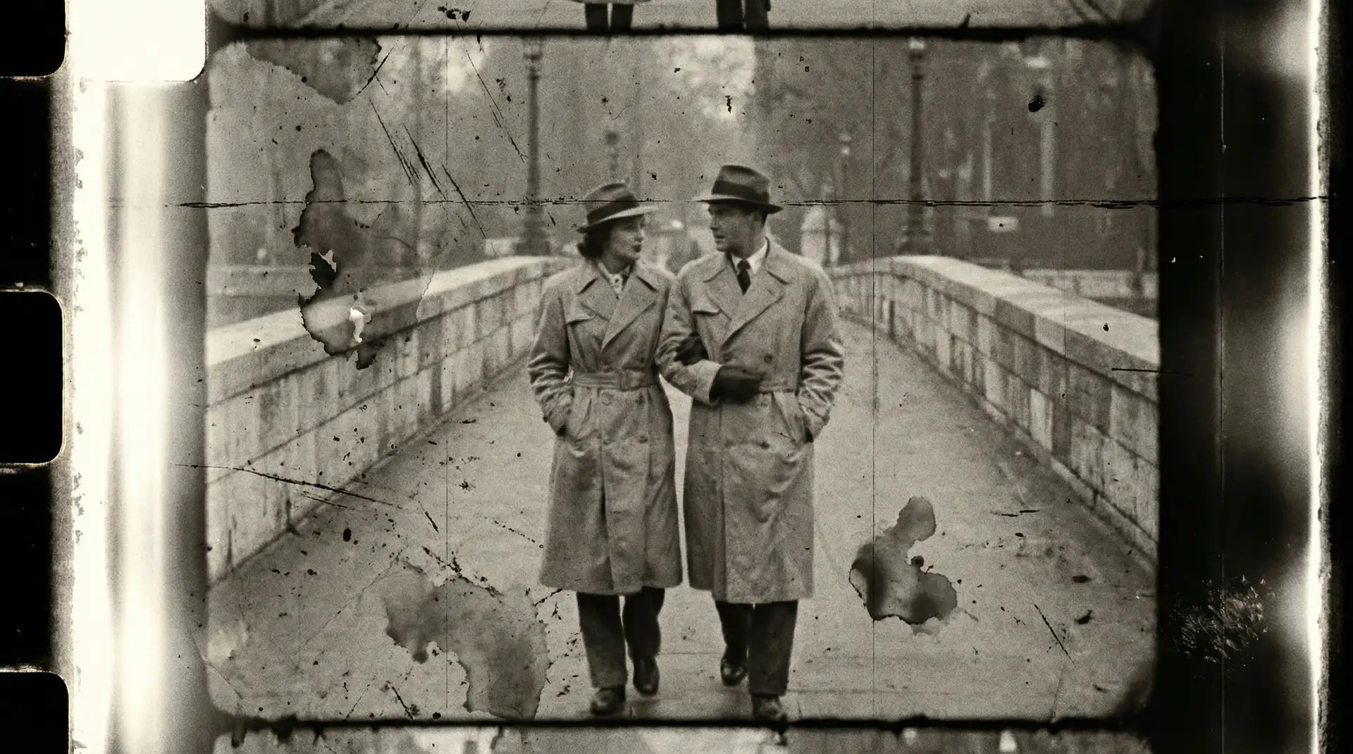 修复前 - 褪色划痕的原始胶片画面